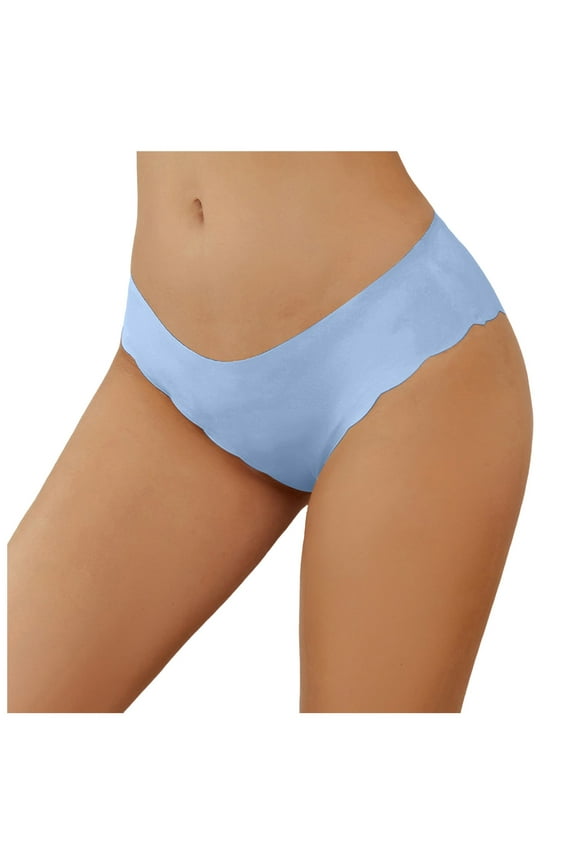 Seamless Underwear for Women Sexy Low Rise Hipster Wave Edge No Show Bikini Panties Womens Cheeky Light Blue, XL