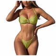 thumbnail image 1 of vigerkar Sexy Bikinis for Women 2 Piece Bikini Halter Swimsuits Solid Color Bathing Swimwear Triangle Bathing Suit (Green, M), 1 of 7