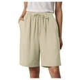 thumbnail image 1 of vigerkar Shorts for Women 2025 Summer Trendy Linen Shorts Casual Plus Size Beach Shorts with Pockets Comfy Lounge Shorts Khaki, XL, 1 of 8