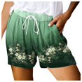 thumbnail image 1 of vigerkar Shorts for Women Vintage Graphic Shorts for Ladies Drawstring Elastic Waist Shorts Gym Workout Shorts Summer Casual Green, M, 1 of 4