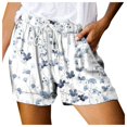 thumbnail image 1 of vigerkar Shorts for Women Vintage Graphic Shorts for Ladies Drawstring Elastic Waist Shorts Gym Workout Shorts Summer Casual Light Blue, S, 1 of 4