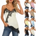 thumbnail image 1 of vigerkar Silk Lace Trim Camisole Tops for Women Satin Asymmetrical Tank Top Backless Lace Patchwork Cami Going Out (Pink, M), 1 of 9