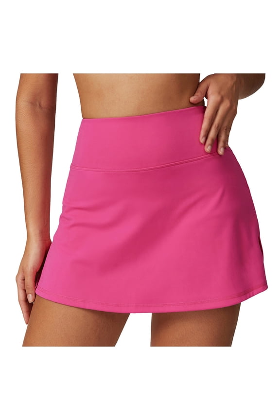 Skirts for Women High Waisted A Line Tennis Golf Athletic Casual Skorts with Pockets Hot Pink, M