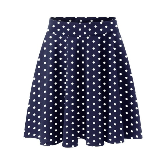 vigerkar Skorts Skirts for Women Casual Mini Skirt Womens Elegant Elastic Waist Polka Dots Short Skirt Tennis Dark Blue, M