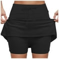 thumbnail image 1 of vigerkar Skorts for Women Dressy Casual Plus Size Cross Drawstring Tennis Skirts High Waisted Tummy Control Athletic Skirts Black, 5XL, 1 of 6