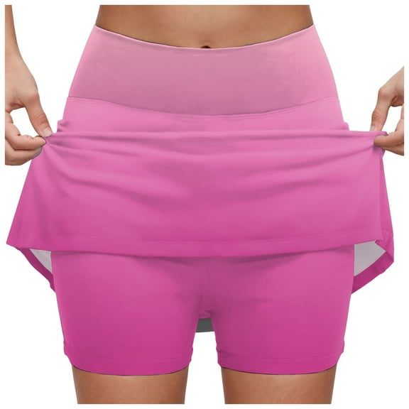 vigerkar 2025 Womens Skorts with Pockets Tummy Control Plus Size Skorts for Women High Waist Athletic Sports Pants Skirt Casual Shorts Hot Pink, XL