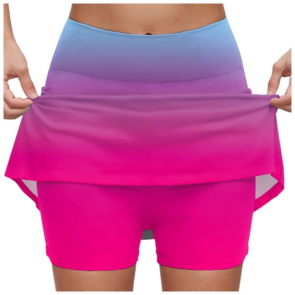 vigerkar Skorts for Women with Pockets Tummy Control Plus Size Skorts High Waist Athletic Sports Pants Skirt Casual Shorts Sky Blue, 5XL