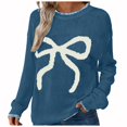 thumbnail image 1 of vigerkar Spring Fall Knit Pullover Sweaters for Women Y2k Bow Loose Fit Chunky Sweater Oversized Cute Lightweight Tops (Blue, L), 1 of 5