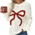 thumbnail image 1 of vigerkar Spring Fall Knit Pullover Sweaters for Women Y2k Bow Loose Fit Chunky Sweater Oversized Cute Lightweight Tops (White, M), 1 of 7