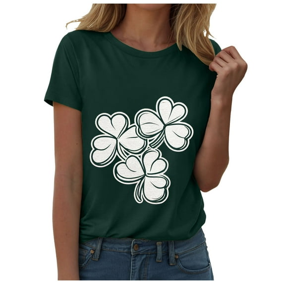 vigerkar St Patricks Day Shirt Women - Shamrock Patty's Irish Patricks Day Outfits (Dark Green, S)