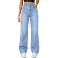 thumbnail image 1 of vigerkar Straight Leg Jeans for Women,High Waisted Wide Leg Loose Stretchy Boyfriend Denim Pants Baggy Jeans for Women (Sky Blue, 5XL), 1 of 9