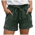 thumbnail image 1 of vigerkar Summer Cotton Linen Shorts for Women Elastic High Waist Casual Solid Lightweight Shorts Drawstring Comfy Short Pants with Pockets AG, M, 1 of 7