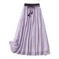 thumbnail image 1 of vigerkar Summer Cotton Linen Skirts for Women Trendy A-Line Flowy Long Skirts Lace-Up Elastic Waist Beach Vacation Skirts Purple, M, 1 of 8