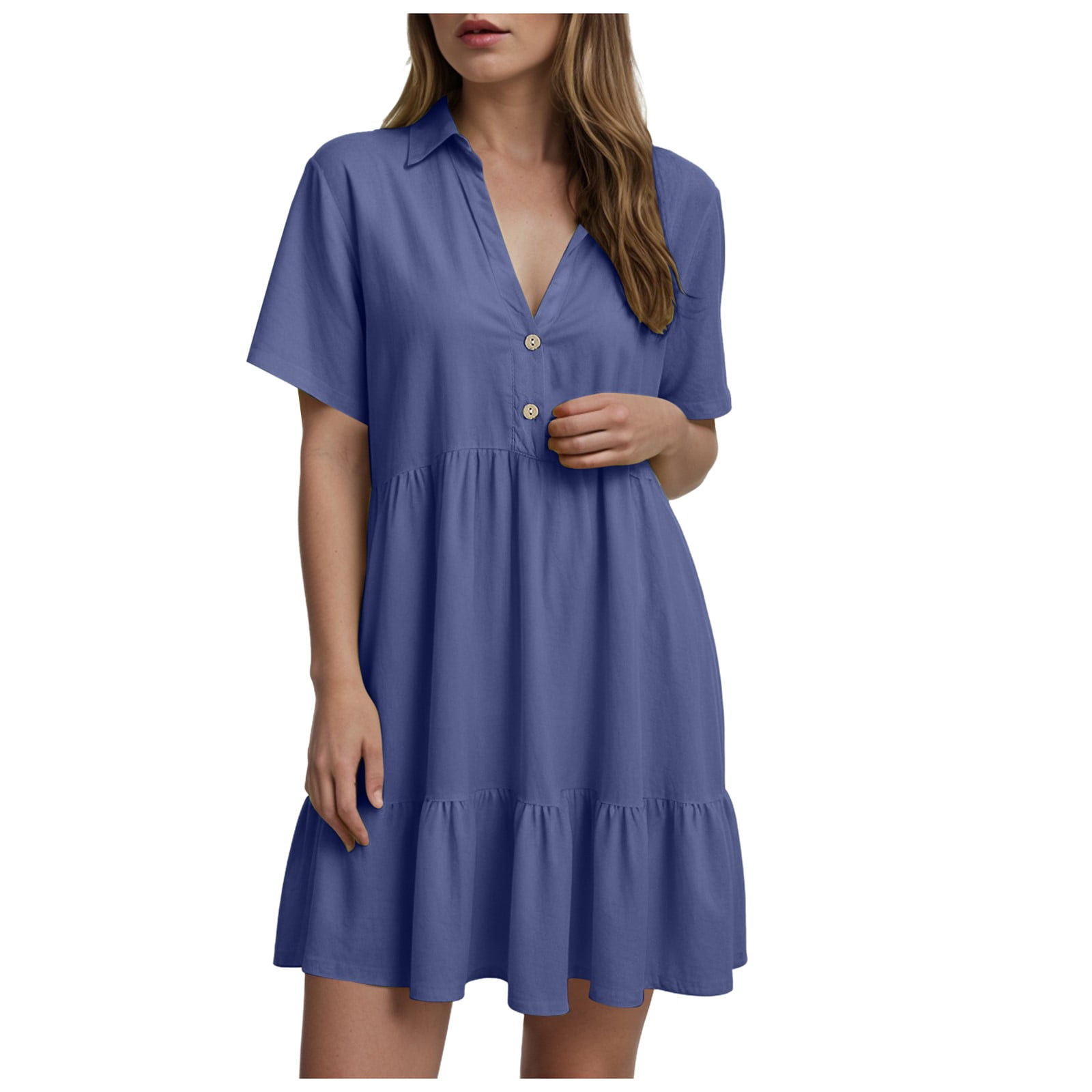 vigerkar Summer Dresses for Women 2025 Short Sleeve V Neck Mini Dress ...