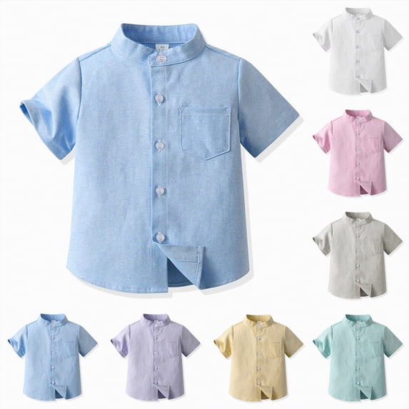 vigerkar Summer Toddler Baby Boys Short Sleeve Buttons Casual Blouse Tops Formal Dress Shirt (Mint Green, 8-9 Years)