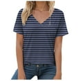 thumbnail image 1 of vigerkar Summer Tops for Women 2025 Short Sleeve V Neck T Shirts Trendy Vintage Basic Tees Loose Comfy Blouses Casual Outfits Dark Blue, XXL, 1 of 6