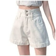 thumbnail image 1 of vigerkar Summer Women's Beach Shorts Low Rise VIntage Solid Color Sexy Short Jeans Juniors Shorts for Teen Girls White, S, 1 of 4