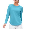 thumbnail image 1 of vigerkar Sun Protection Long Sleeve Shirts for Women, UPF 50+ UV Rash Guard Swim Shirt, Workout Hiking Running Athletic Tops Blue, M, 1 of 7