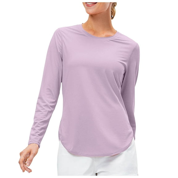 vigerkar Sun Protection Long Sleeve Shirts for Women, UPF 50  UV Rash Guard Swim Shirt, Workout Hiking Running Athletic Tops Purple, S