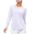 thumbnail image 1 of vigerkar Sun Protection Long Sleeve Shirts for Women, UPF 50+ UV Rash Guard Swim Shirt, Workout Hiking Running Athletic Tops White, L, 1 of 7
