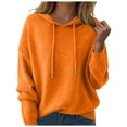 thumbnail image 1 of vigerkar Sweaters for Women Solid Color Hooded Sweater Lightweight Pullover Fall Winter Tops (Orange, L), 1 of 6