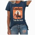 thumbnail image 1 of vigerkar T-Shirt Women Country Cowboy Vintage Tees Tops Letter Print Gift T-Shirt (Navy, XXL), 1 of 5