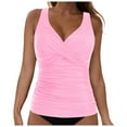 thumbnail image 1 of vigerkar Tankini Tops for Women Tummy Control No Underwire Bathing Suits Twist Swimwear Push Up Tops Only Pink, L, 1 of 9
