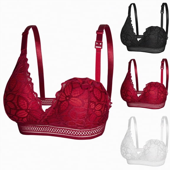 vigerkar Thin Seamless Wireless Bralette for Women Lace Loose Fit Bralette Women (Red, M)