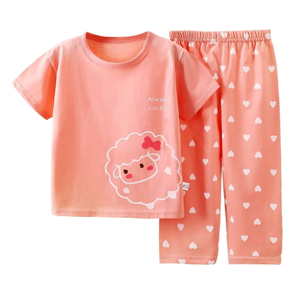 vigerkar Toddler Baby Girls Clothes T-shirt   Linen Pants Cute Summer Lounge Set (Pink, 12-18 Months)