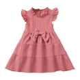 thumbnail image 1 of vigerkar Toddler Girl Dress Summer Cotton Linen Ruffle Sleeveless Kids Casual Beach Party Dresses 2-9 Years (Pink, 8-9 Years), 1 of 9