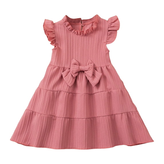vigerkar Toddler Girl Dress Summer Cotton Linen Ruffle Sleeveless Kids Casual Beach Party Dresses 2-9 Years (Pink, 8-9 Years)