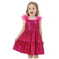 thumbnail image 1 of vigerkar Toddler Girls Sequin Dress with Fluffy Tulle Cuff Formal Pageant Flower Girl Party Birthday Dress (Hot Pink, 1-2 Years), 1 of 6