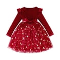 thumbnail image 1 of vigerkar Toddler Girls Tutu Dresses Velvet Tulle Dress with Sequin Long Sleeve Holiday Party Fall Winter Dress 2-4Y (Wine, 12-18 Months), 1 of 8