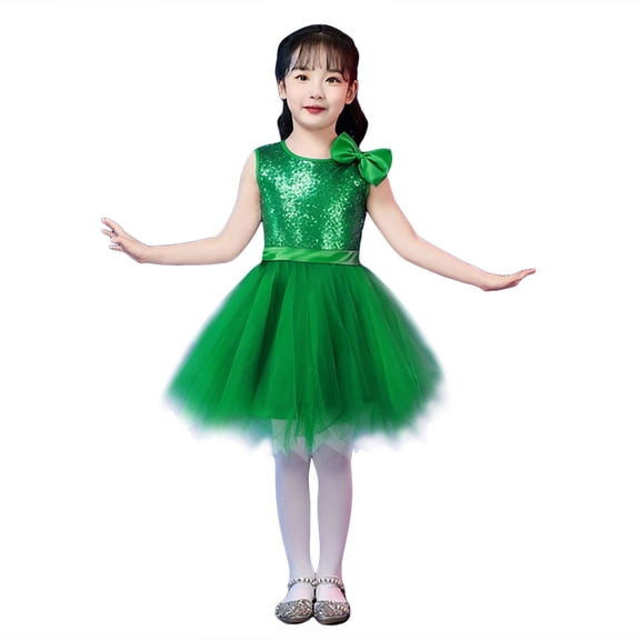 vigerkar Toddler Tutu Dress Little Girls Fluffy Summer Dresses Casual Party Tulle Sundress for Kids 3-12Y (Green, 7-8 Years)