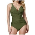 thumbnail image 1 of vigerkar Tummy Control Swimsuits for Women One Piece Bathing Suit Retro Ruched Push Up Vintage Padded Swimwear AG, L, 1 of 5