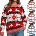 thumbnail image 1 of vigerkar Ugly Christmas Sweaters for Women Holiday Funny Reindeer Long Sleeve Knitted Pullover Sweater Top (Red, L), 1 of 8