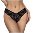 thumbnail image 1 of vigerkar Underwear Women Floral Lace Panties Low Waist Thong Cheeky Briefs (Black, L), 1 of 8