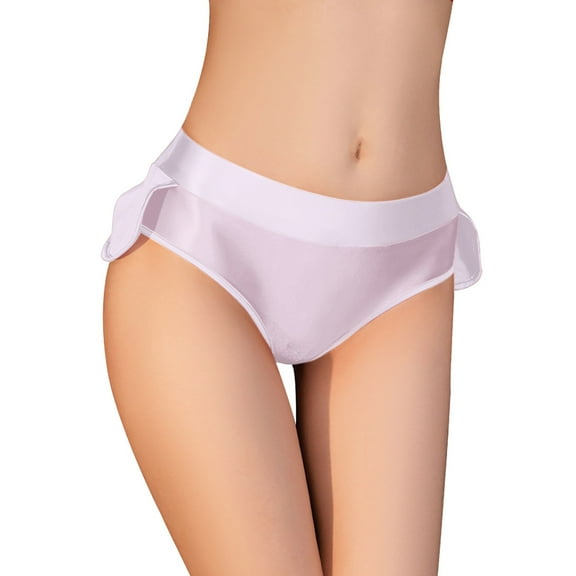 vigerkar Underwear Women Sexy Panties Smoothing Skirt Trim Solid Color Ruffled Bikini Low Waist Breathable Panty White, One Size