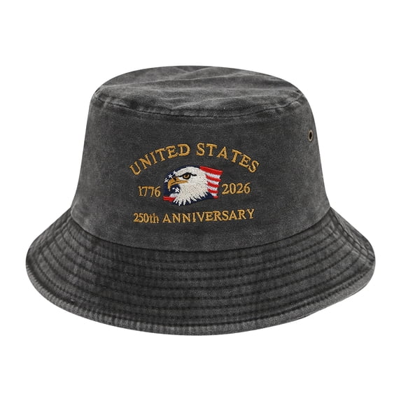 vigerkar United States 250th Anniversary Bucket Hat for Women Men America 1776 2026 Patrioticic USA Flag Hat (Black, One Size)