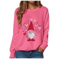 thumbnail image 1 of vigerkar Valentines Sweatshirt Women Gnomes Shirts Love Heart Sweater Crewneck Long Sleeve Pullover Tops (Hot Pink, XXL), 1 of 9