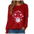 thumbnail image 1 of vigerkar Valentines Sweatshirt Women Gnomes Shirts Love Heart Sweater Crewneck Long Sleeve Pullover Tops (Red, XL), 1 of 9