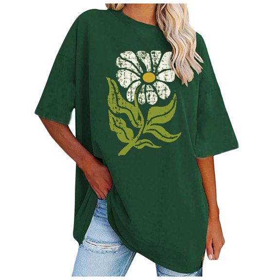 vigerkar Vintage Floral Shirts Women Boho Wildflowers T-Shirt Flower Graphic Tee Shirts Summer Nature Tshirts Tops AG, M
