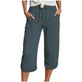 thumbnail image 1 of vigerkar Wide Leg Capri Pants for Women Plus Size Cotton Linen Bermuda Shorts Casual Summer Lounge Trousers Quick Dry Beach Pant Dark Gray, 3XL, 1 of 5