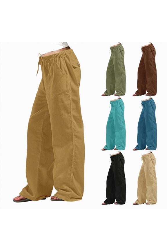 Wide Leg Pants for Women Plus Size Baggy Drawstring Long Cotton Linen Pants Lounge Trousers with Pockets (Mint Green, 5XL)