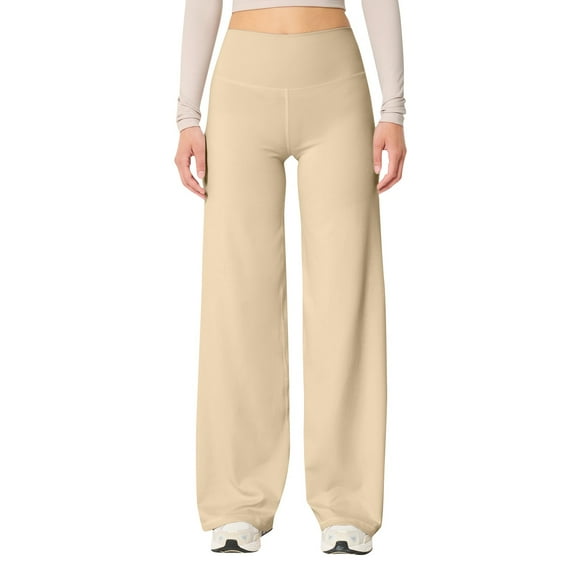 vigerkar Wide Leg Pants for Women Soft Stretchy Tummy Control Yoga Pants Athletic Workout Pant Cozy Bootcut Leggings Trousers 2025 Khaki, L