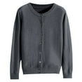 thumbnail image 1 of vigerkar Womans Classic Sweaters Cardigan Button Down Open Cardigans Sweater Lightweight Long Sleeve Crewneck Fall Winter Tops (Dark Gray, L), 1 of 2