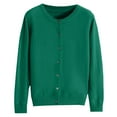 thumbnail image 1 of vigerkar Womans Classic Sweaters Cardigan Button Down Open Cardigans Sweater Lightweight Long Sleeve Crewneck Fall Winter Tops (Dark Green, L), 1 of 2