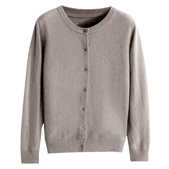 vigerkar Womans Classic Sweaters Cardigan Button Down Open Cardigans Sweater Lightweight Long Sleeve Crewneck Fall Winter Tops (Silver, 3XL)