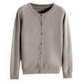 thumbnail image 1 of vigerkar Womans Classic Sweaters Cardigan Button Down Open Cardigans Sweater Lightweight Long Sleeve Crewneck Fall Winter Tops (Silver, M), 1 of 2