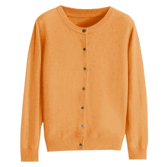 vigerkar Womans Classic Sweaters Cardigan Button Down Open Cardigans Sweater Lightweight Long Sleeve Crewneck Fall Winter Tops (Yellow, 3XL)